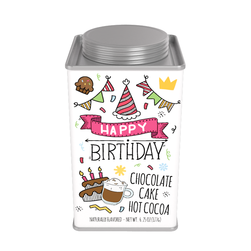 Happy Birthday Chocolate Cake Hot Cocoa (6.25oz Square Tin)