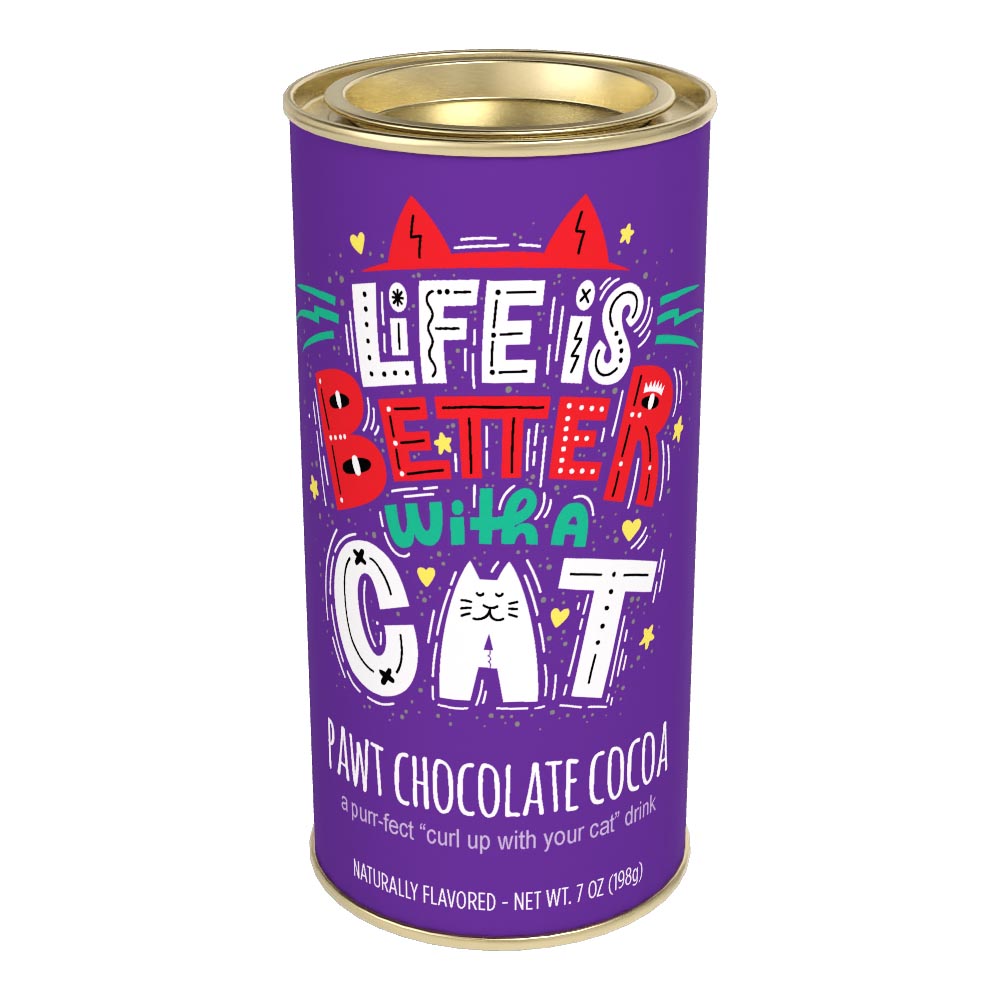 Life is Better with a Cat Pawt Chocolate Cocoa (7oz Round Tin)