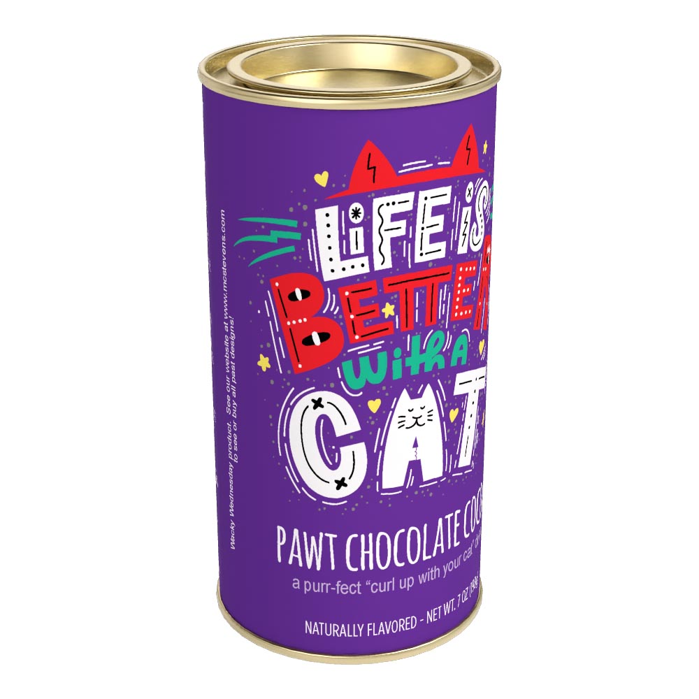 Life is Better with a Cat Pawt Chocolate Cocoa (7oz Round Tin)