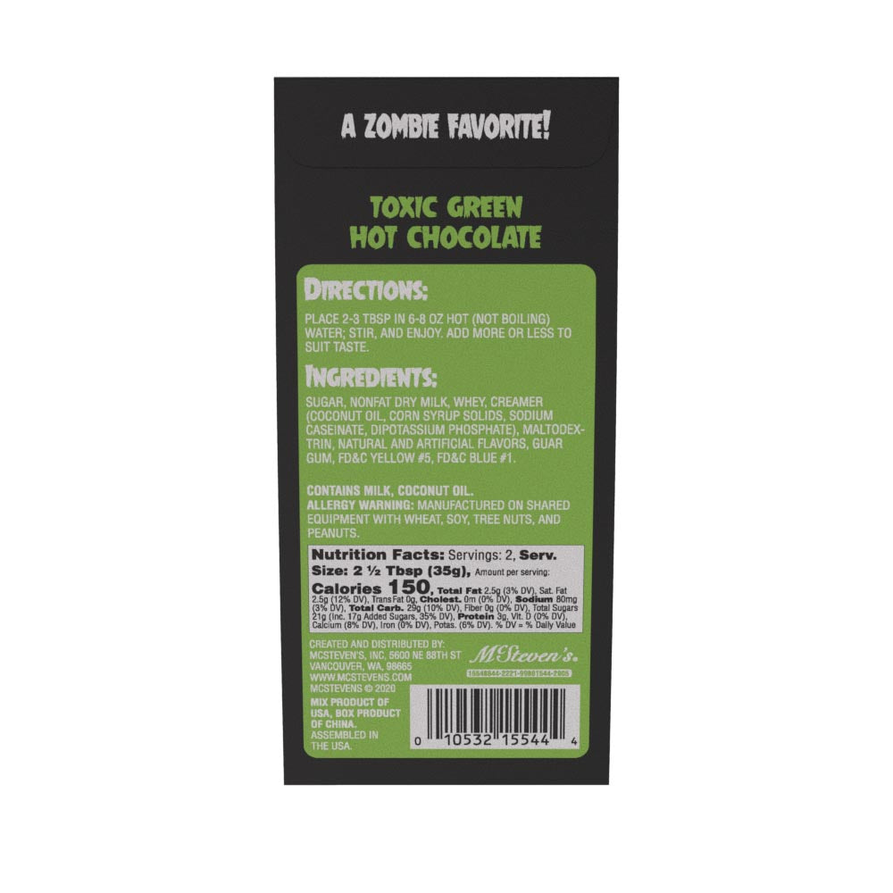 McSteven's Zombies! Toxic Green Colorful Hot Chocolate (2.5oz Tent Box)