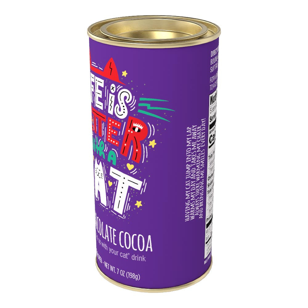 Life is Better with a Cat Pawt Chocolate Cocoa (7oz Round Tin)