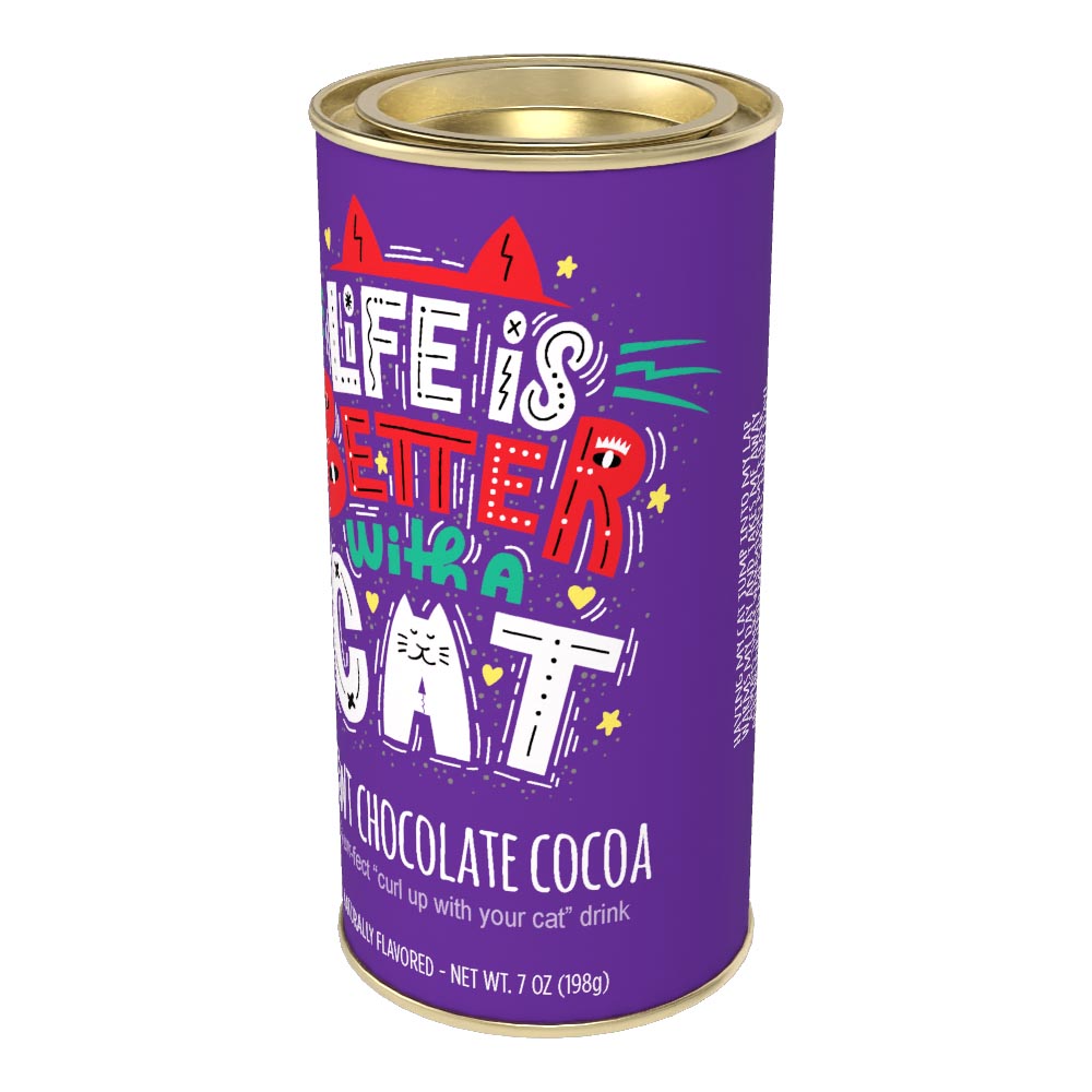 Life is Better with a Cat Pawt Chocolate Cocoa (7oz Round Tin)