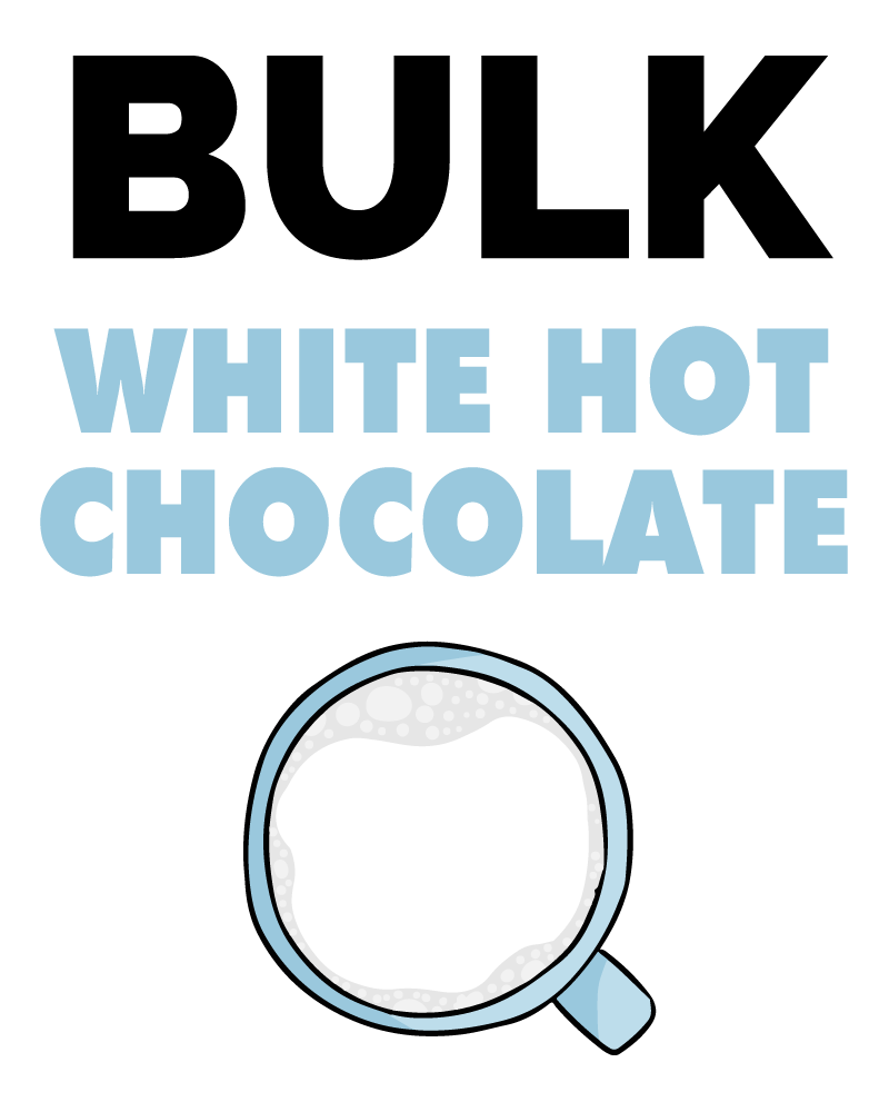 An image of McStevens' white hot chocolate in bulk.