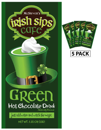 McSteven's Irish Sips Colorful Green Hot Chocolate (Five 1.25oz Packets)