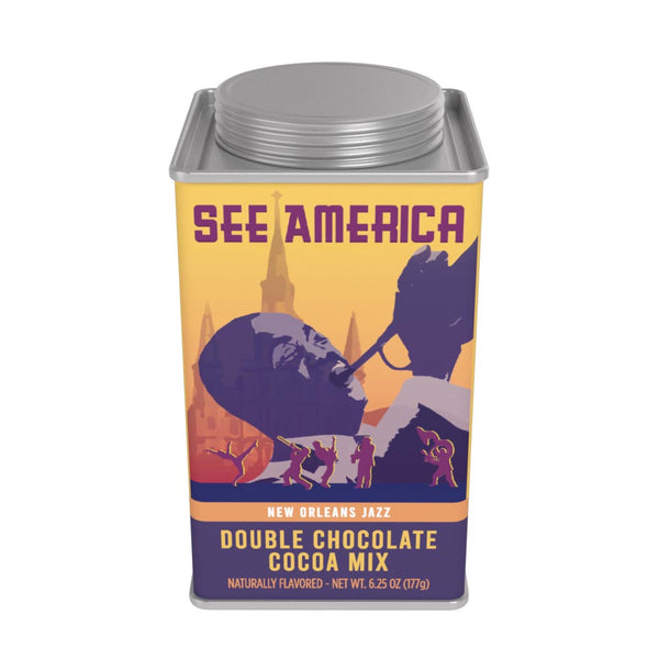 See America New Orleans Jazz Double Chocolate Cocoa (6.25oz Square Tin)