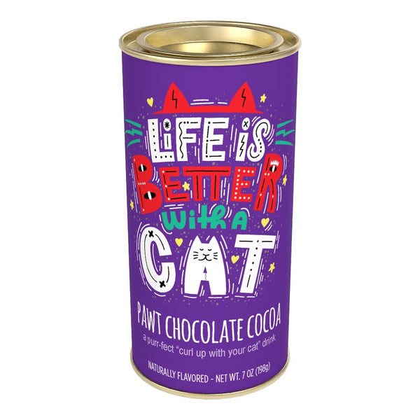 Life is Better with a Cat Pawt Chocolate Cocoa  (7oz Round Tin)