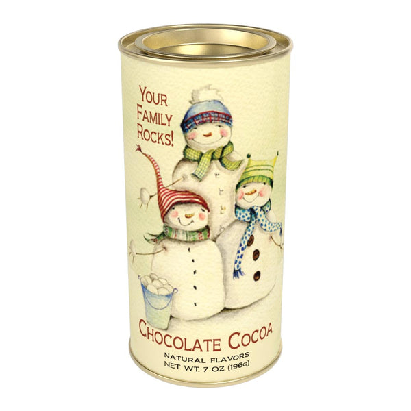 Snow Family "Your Family Rocks!" Chocolate Cocoa (7 oz Round Tin)