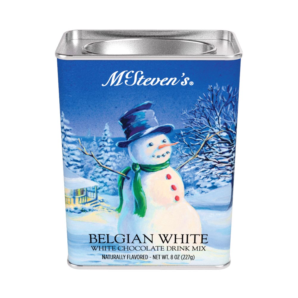 McSteven's White Christmas Snowman Belgian White Hot Chocolate (8oz Rectangle Tin)