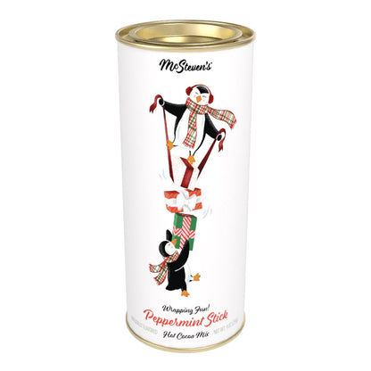 Penguins "Wrapping Fun" Peppermint Stick Cocoa (9oz Round Tin)