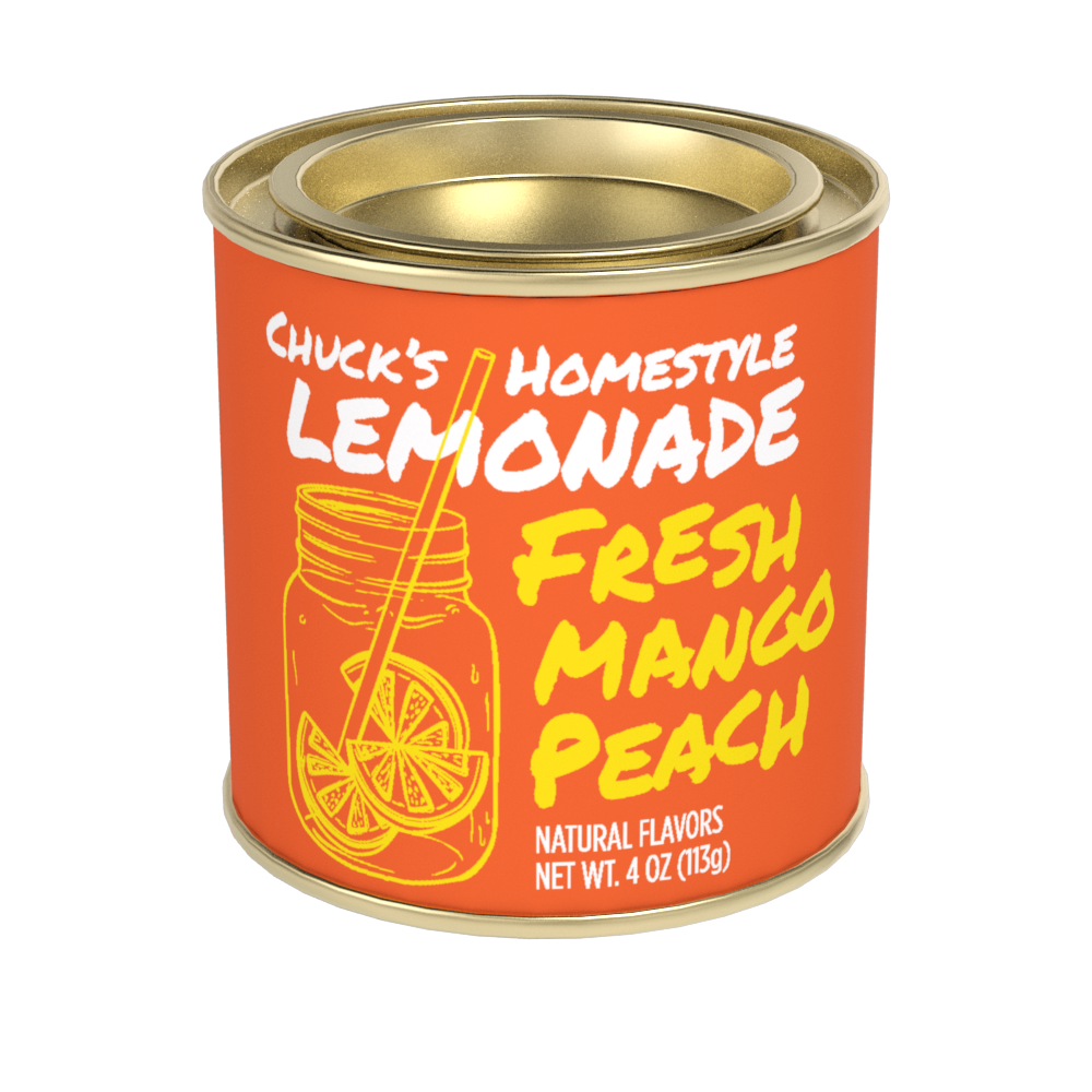 Chuck's Homestyle Fresh Mango Peach Lemonade (4oz Round Tin)