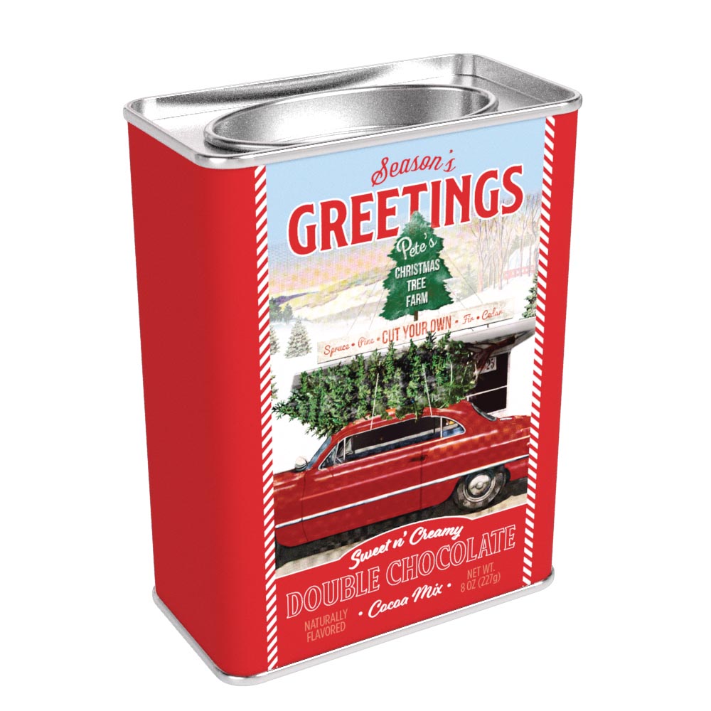 Season’s Greetings Red Car Double Chocolate Cocoa (8oz Rectangular Tin)