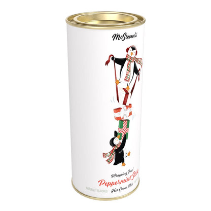 Penguins "Wrapping Fun" Peppermint Stick Cocoa (9oz Round Tin)