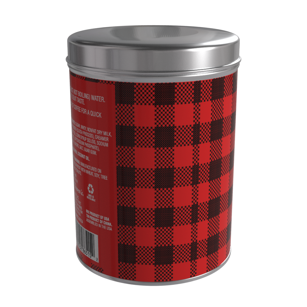 Season's Greetings Red Plaid Chocolate Hot Cocoa (16oz Round Tin)