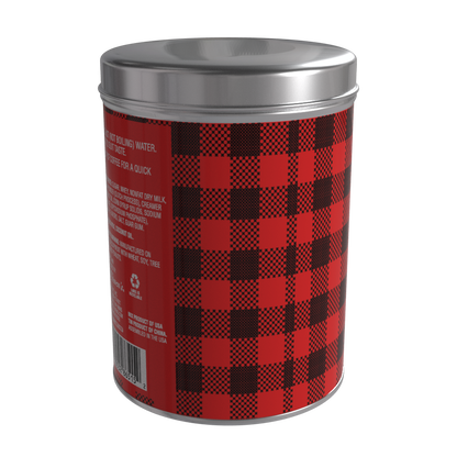 Season's Greetings Red Plaid Chocolate Hot Cocoa (16oz Round Tin)