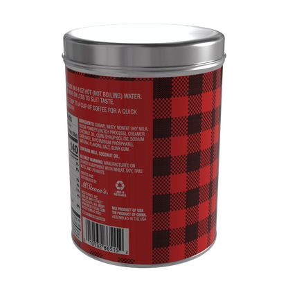 Season's Greetings Red Plaid Chocolate Hot Cocoa (16oz Round Tin)