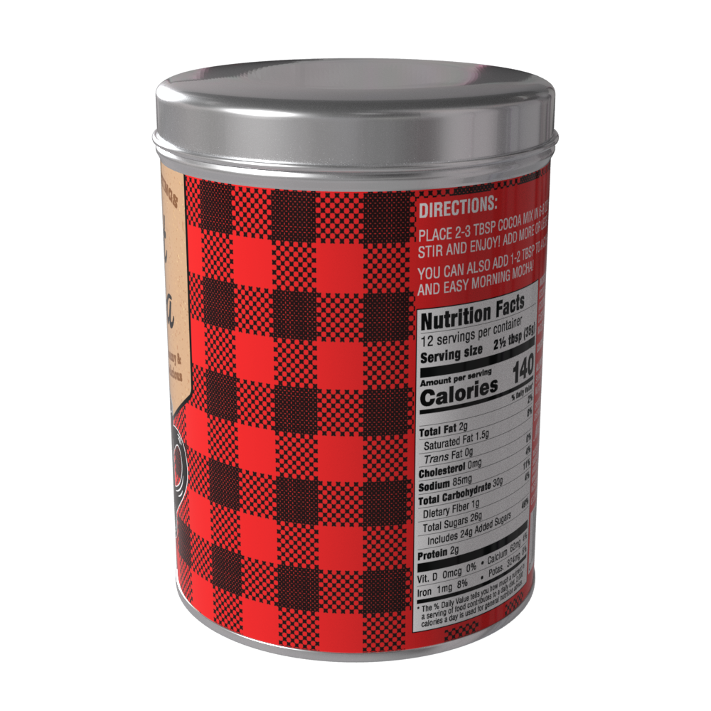 Season's Greetings Red Plaid Chocolate Hot Cocoa (16oz Round Tin)