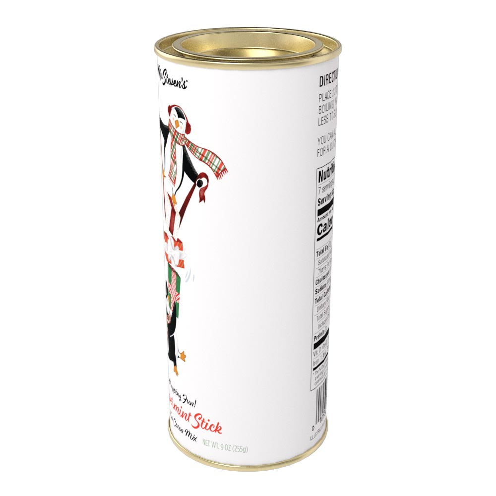 Penguins "Wrapping Fun" Peppermint Stick Cocoa (9oz Round Tin)