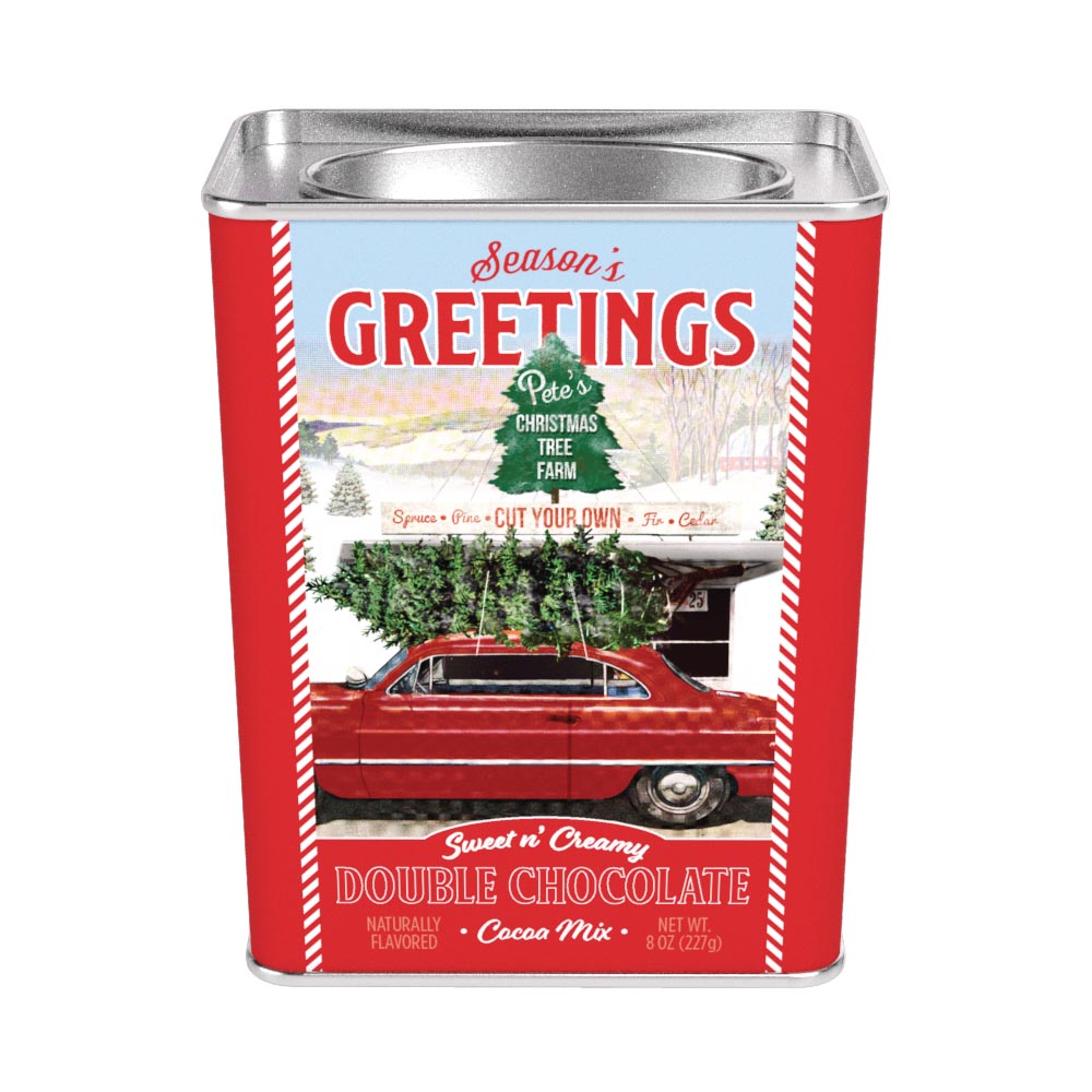 Season’s Greetings Red Car Double Chocolate Cocoa (8oz Rectangular Tin)