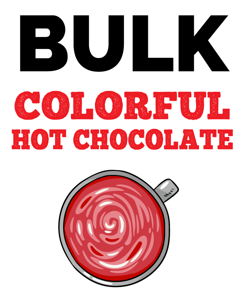 An image of McStevens' bulk colorful hot chocolate.