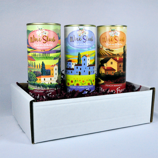 Wine Slush Gift Box - Original, Peach Mango, and Berry Pomegranate (Three 12oz Tins)